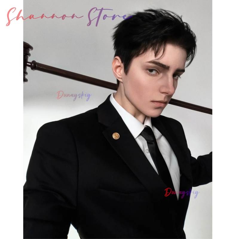 شعر مستعار قصير أسود أنيق من ه - مراجعة Cosplay Anime Black Hair وسعره
