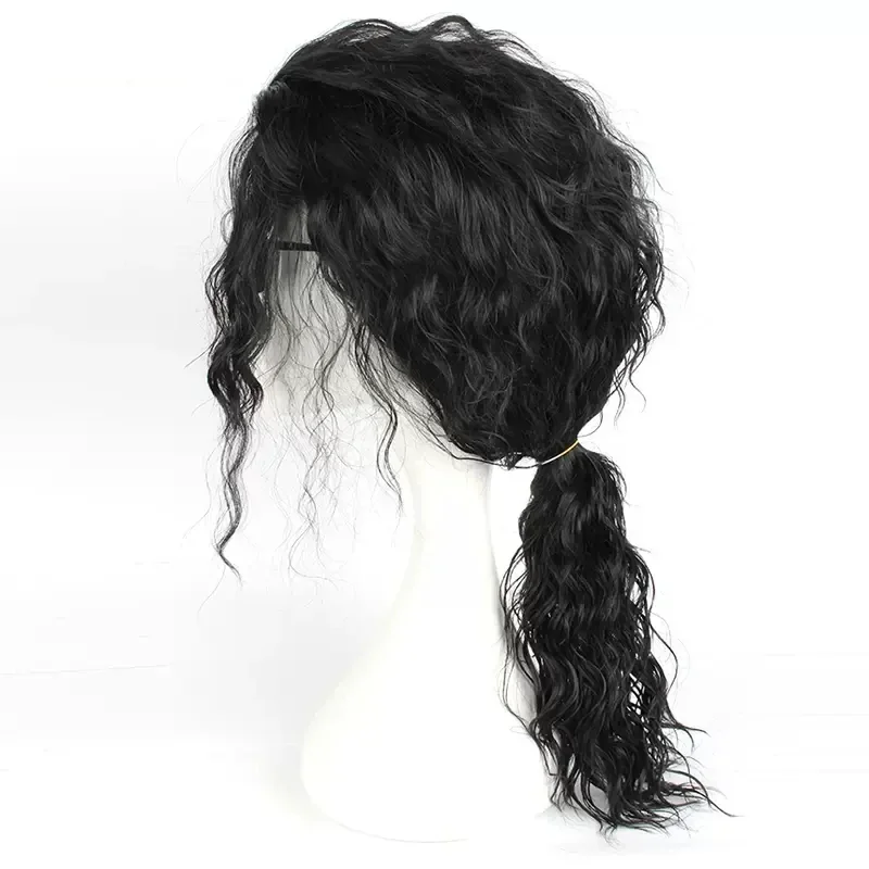 باروكة شعر سوداء مجعدة متوسطة  - مراجعة Cosplay Anime Black Hair وسعره