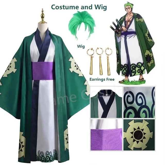 الأخضر رورونوا زورو كيمونو تأث - مراجعة Anime Cosplay One Piece وسعره